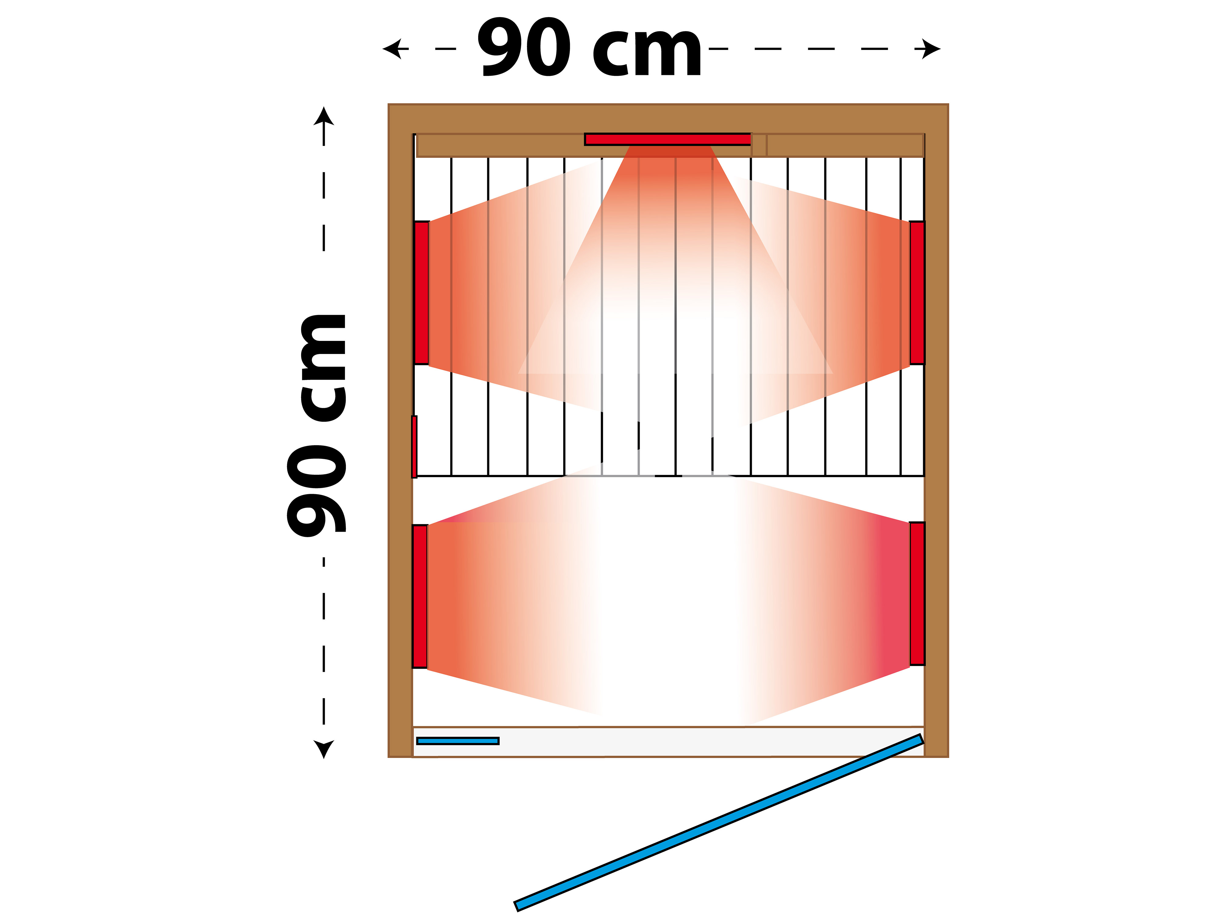 Top view drawing with heaters